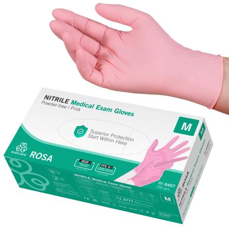 Evercare Pink gants en nitril - non poudré - Medium - 150 pièces   (10)