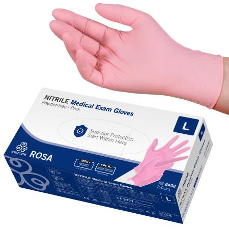 Evercare Pink gants en nitril - non poudré - Large - 150 pièces   (10)