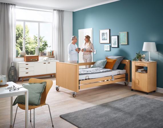 Arminia 24V Houten zorgbed met onrusthekken - Incl. Tempur-matras