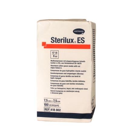 STERILUX compresses de gaze - NS - 8 plis - 7,5 x 7,5cm - 100 pièces