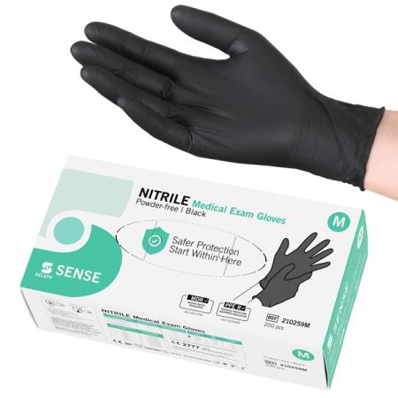 Selefa Nitril handschoenen - zwart - poedervrij - 200 stuks