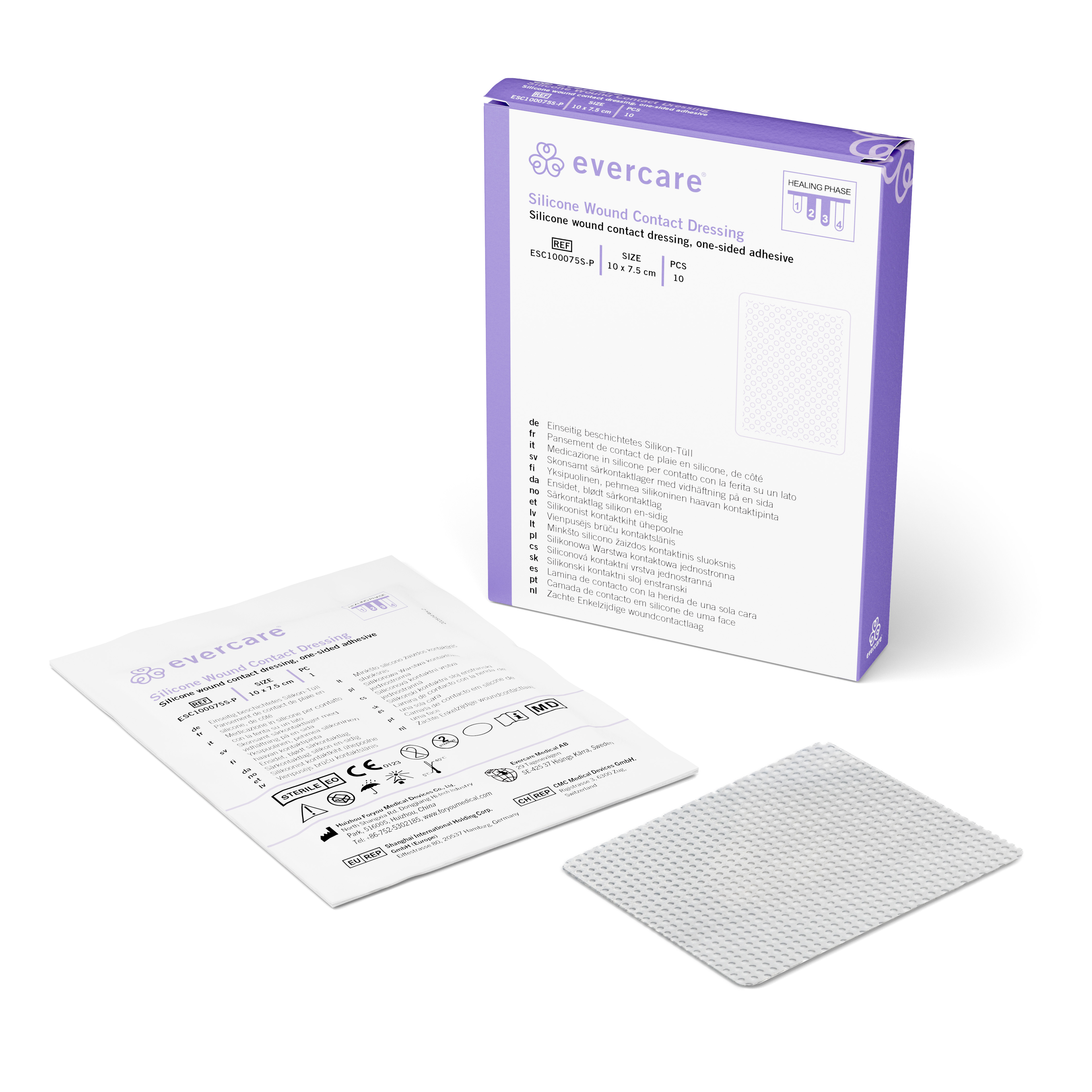 evercare Silicone Wound Contact Dressing - Enkelzijdig - 10 x 7,5cm - Steriel - 10 stuks