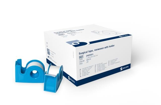 SELEFA Non-woven tape op dispenser - 1,25cm x 9m - 24 stuks