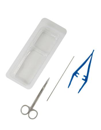 HEKA Set stérile d’instruments (pince + ciseaux + sonde à bouton) – 100 pièces