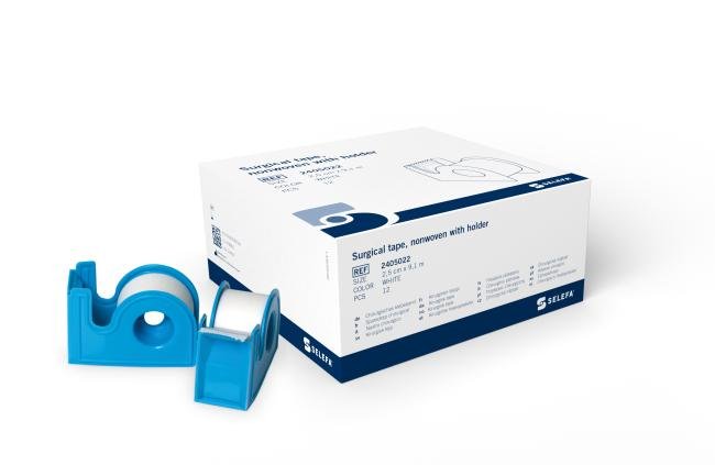 SELEFA Non-woven tape op dispenser - 2,5cm x 9m - 12 stuks