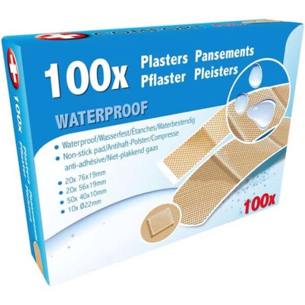 Assortiment pleisters (4 formaten) Waterproof - 100 stuks