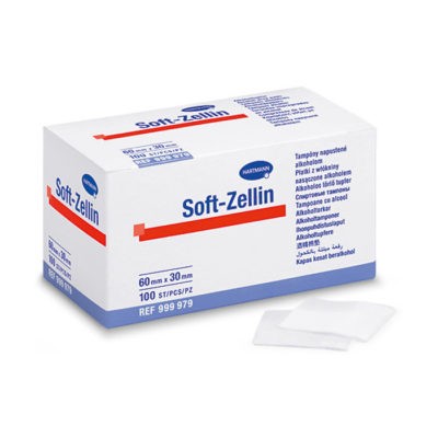 Soft-Zellin alcohol swabs - 60x30mm - individueel verpakt - 100 stuks