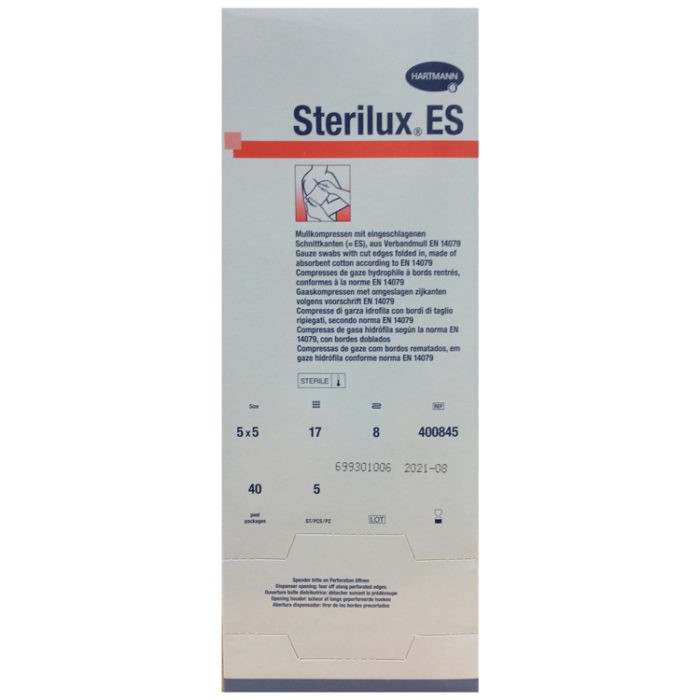 Sterilux STERIELE gaaskompressen - per 5 verpakt - 5x5cm - 40x5 stuks per doosje