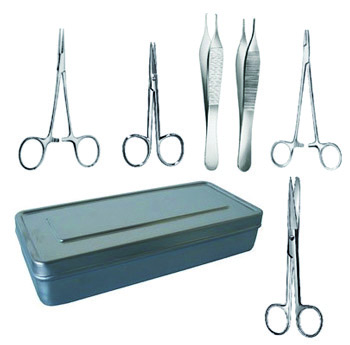 Set de 12 instruments pour suture avec boite inox et récipients