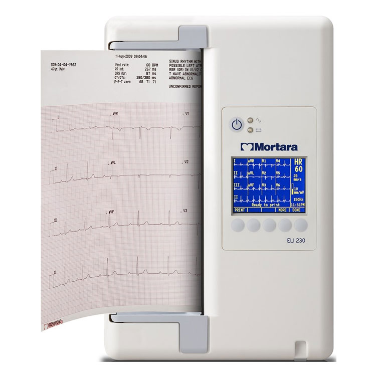 Mortara Eli-230 EKG-toestel met interpretatie en WAM draadloze patientenkabel
