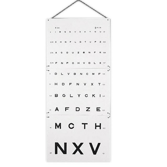 Optometrische leeskaart Monoyer - letters - 3m