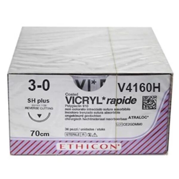 Vicryl Rapide 3-0 - 70cm - Kleurloos - Met naald van 26mm en 1/2C - 36 stuks