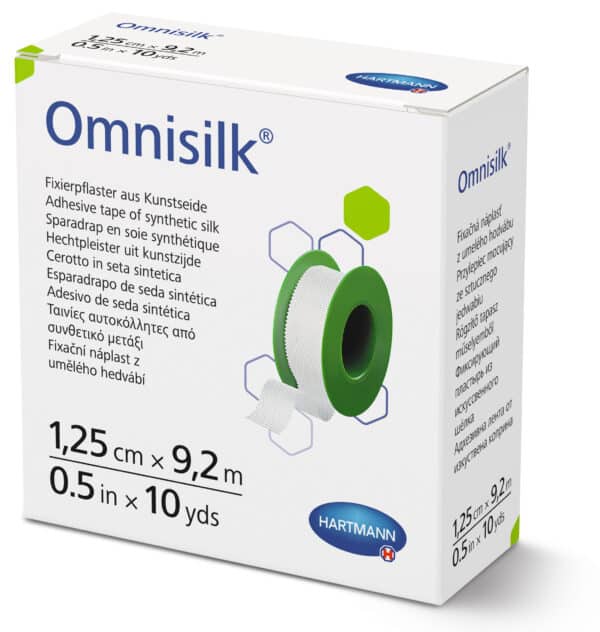 Omnisilk Zijden kleefpleister op rol - 1,25cm x 9,2m - 20 stuks