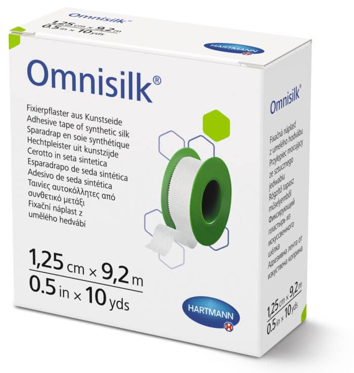 Omnisilk Zijden kleefpleister op rol - 1,25cm x 9,2m - 20 stuks