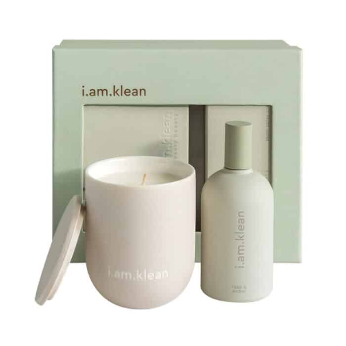 i.am.klean geschenkpakket - Kaars & Roomspray - Amber & Rose