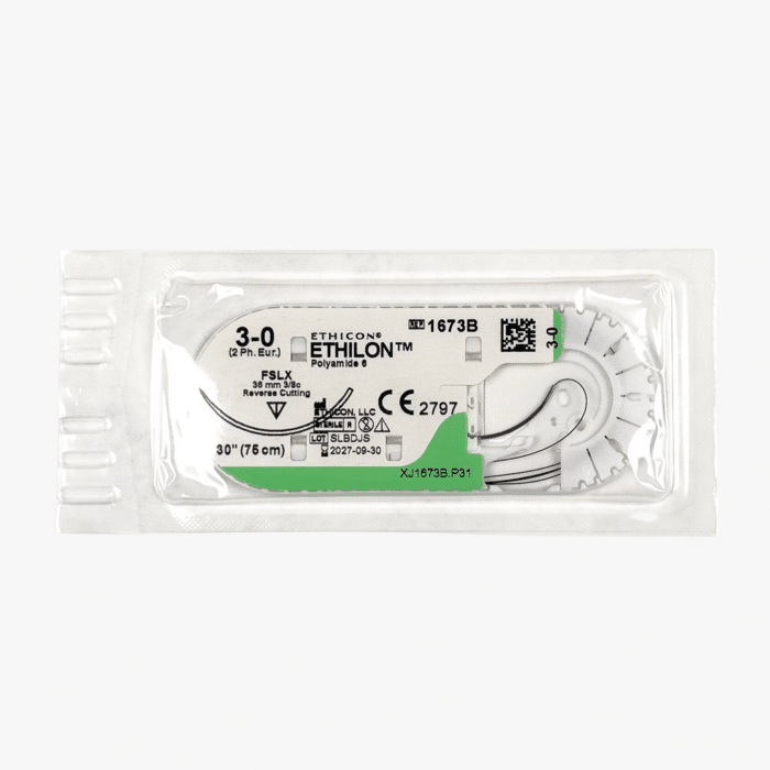 Ethilon 3-0 – 75cm – Zwart – Met naald 26mm (3/8C) – per stuk